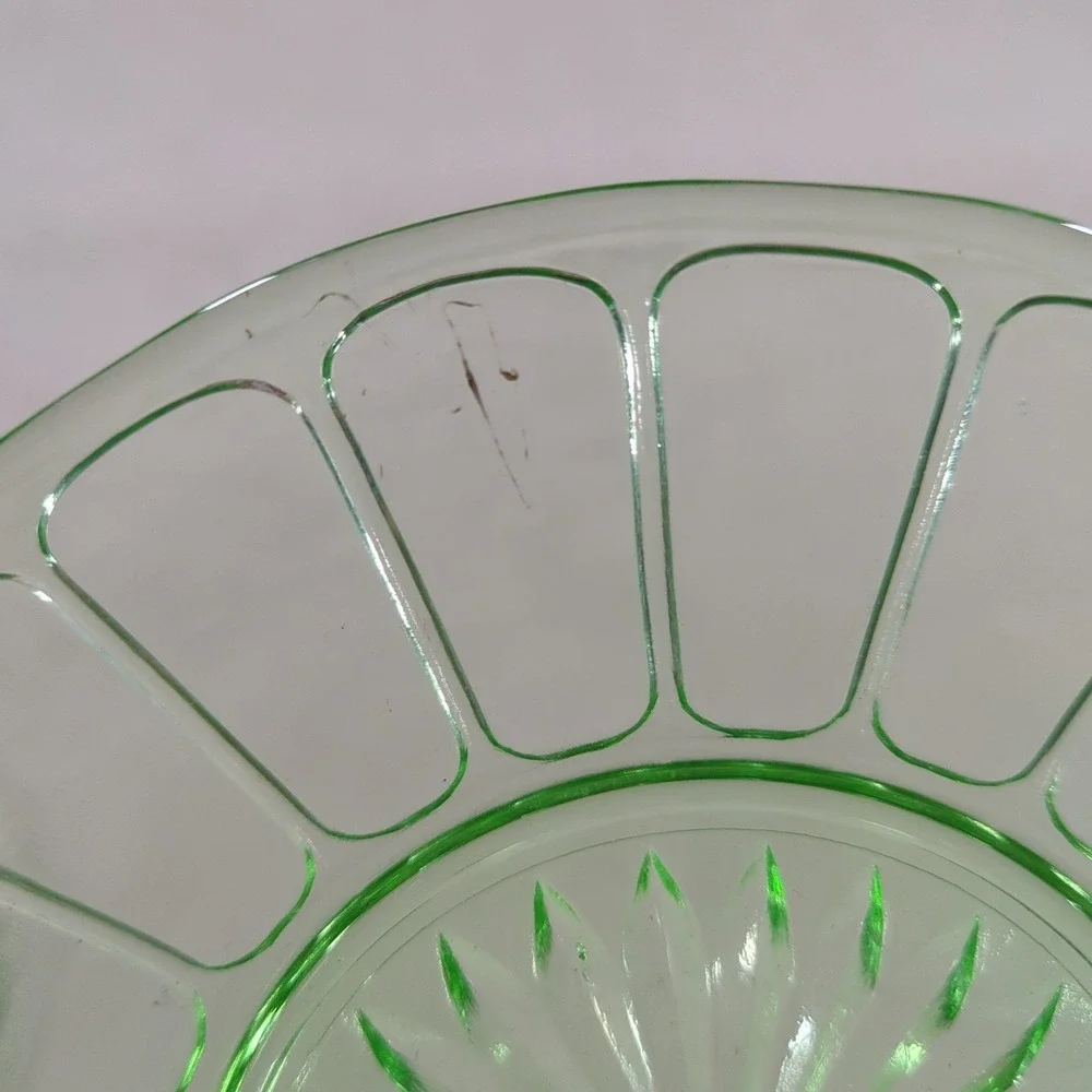 Blemished Hazel Atlas Uranium Glass RIBBON 6.25